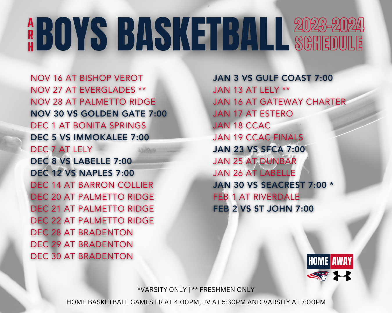 Boys' Basketball Schedule